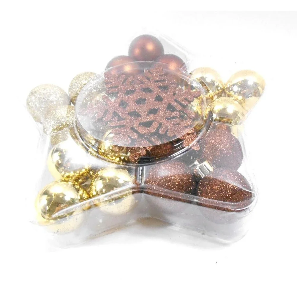 Christmas Ornament Set 24 Count Plastic Gold and Brown by Target